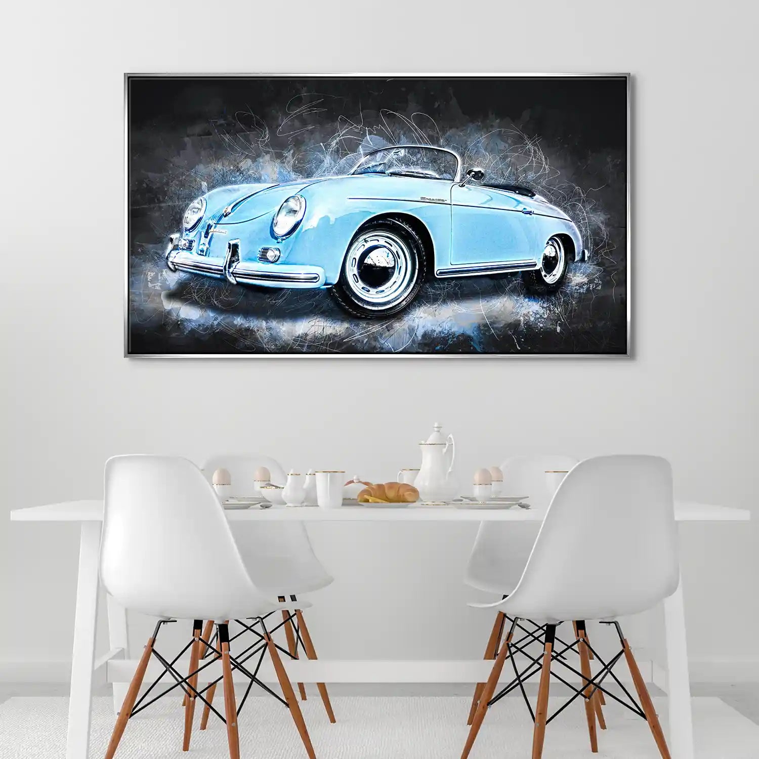 Blue Porsche Speedster Abstrakt Style Leinwand Bild INGALERIE