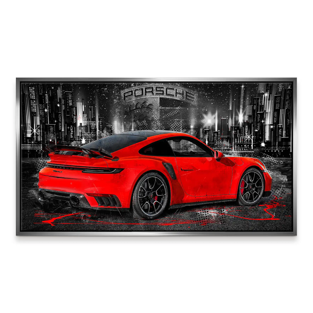 Porsche 911 Turbo Abstrakt Rot Leinwand Bild INGALERIE