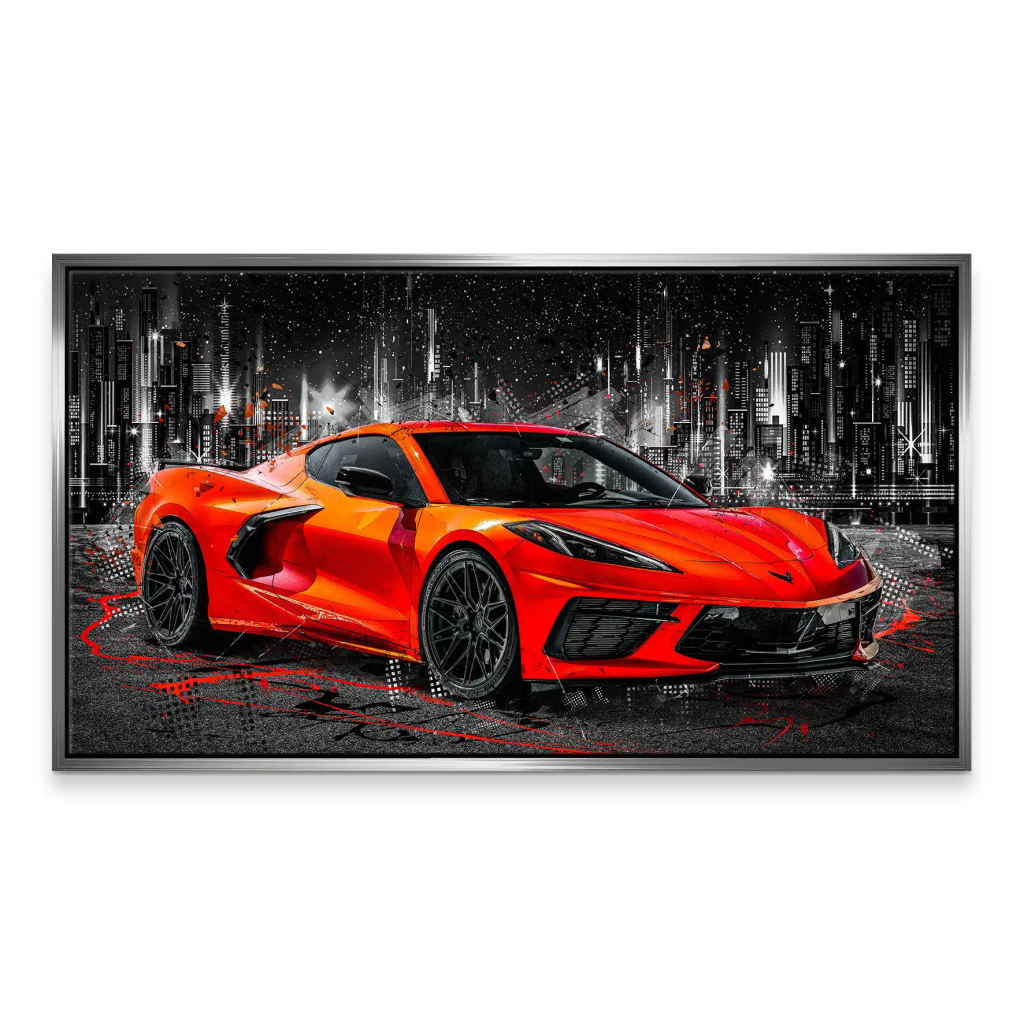 Corvette C8 Abstrakt Rot Leinwand Bild INGALERIE