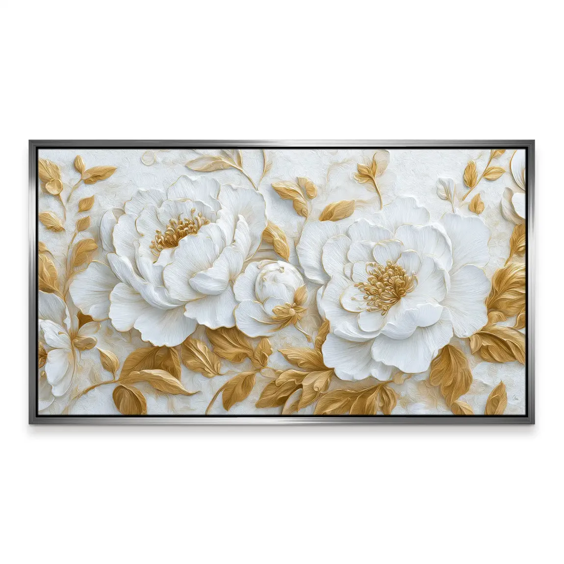 White Gold Rose Art Leinwand Bild