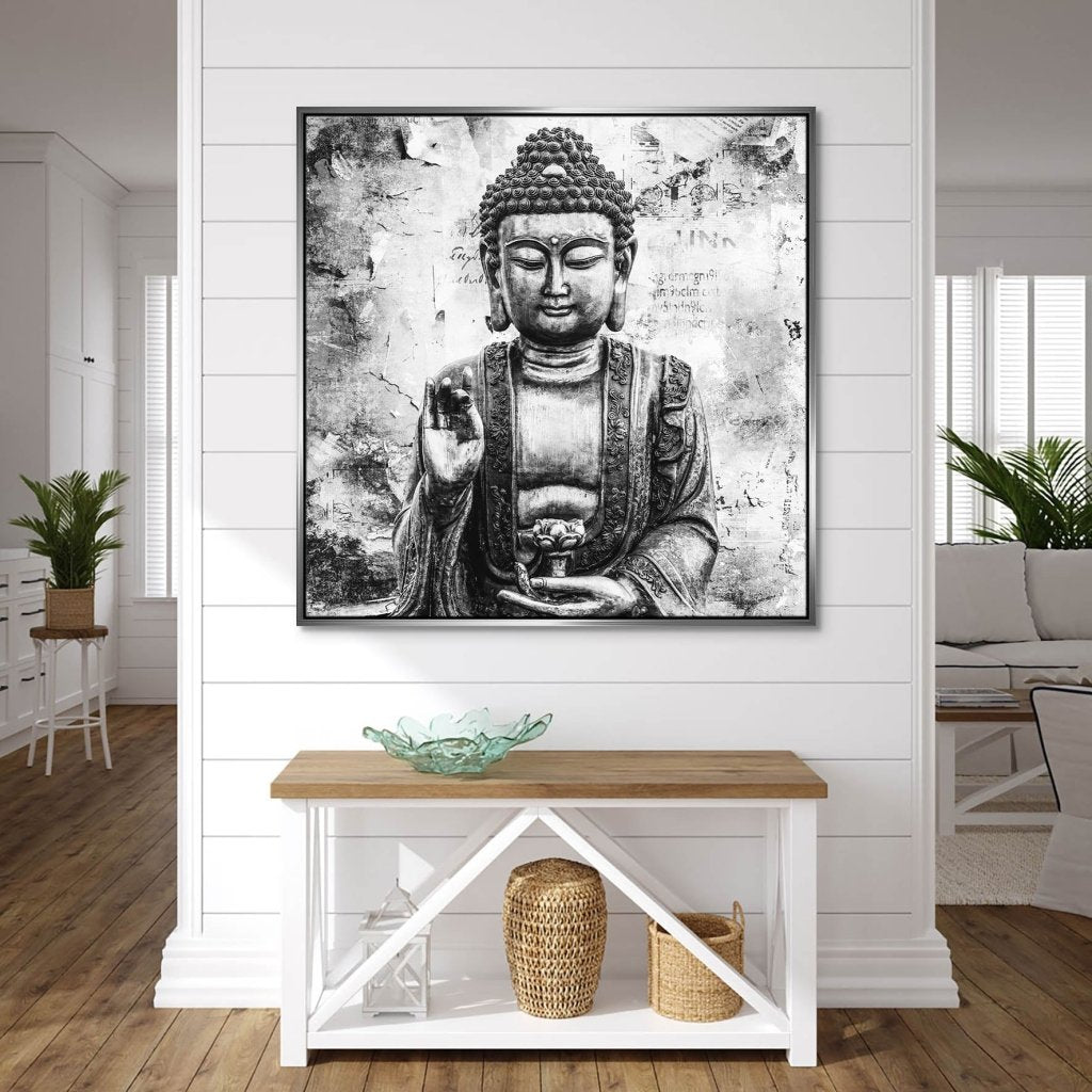 Buddha Abstrakt Black & White Leinwand Bild INGALERIE