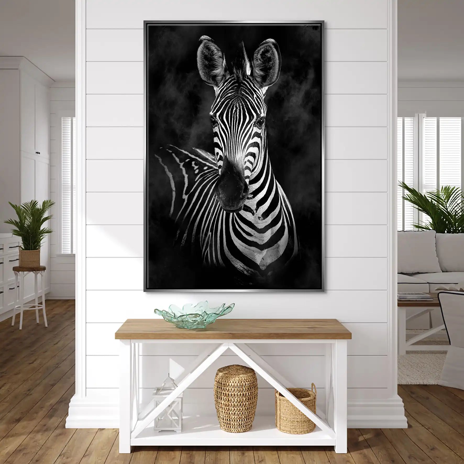 Zebra Black Style Leinwand Bild INGALERIE