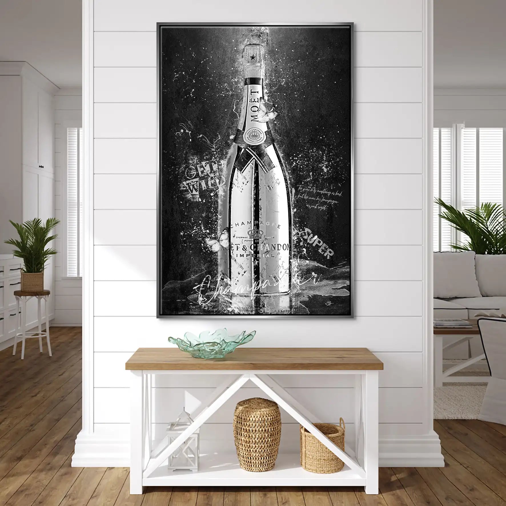 Champagner Black & White Leinwand Bild INGALERIE