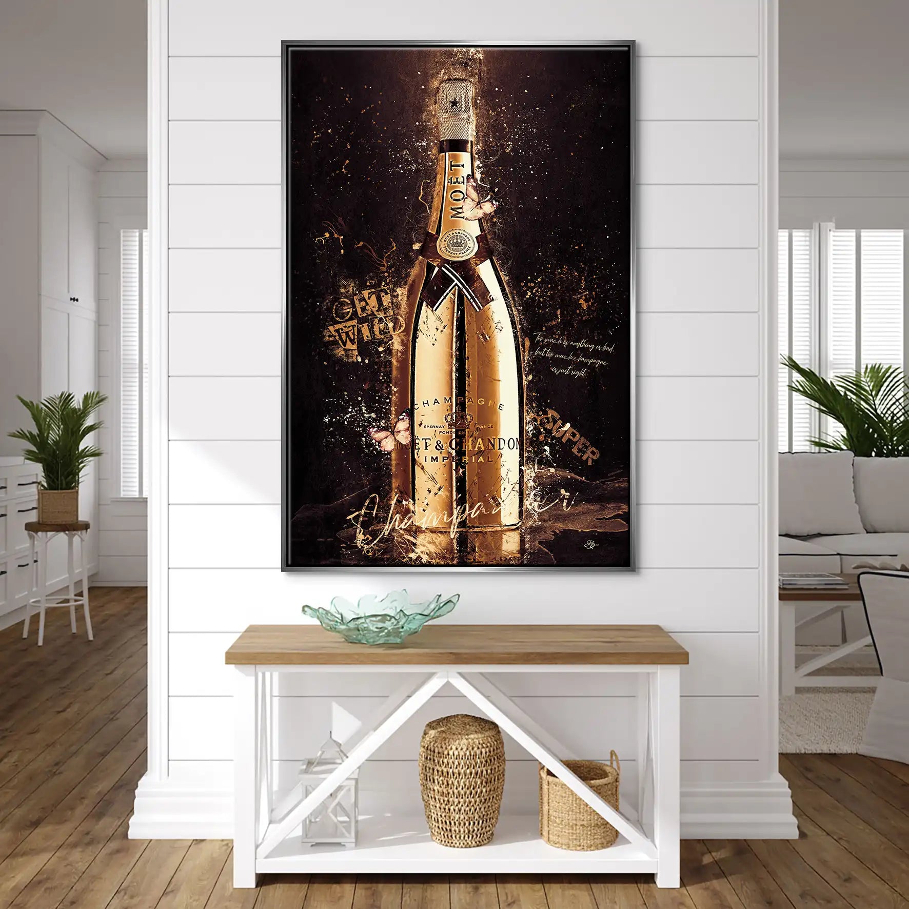 Champagner Retro Style Leinwand Bild INGALERIE