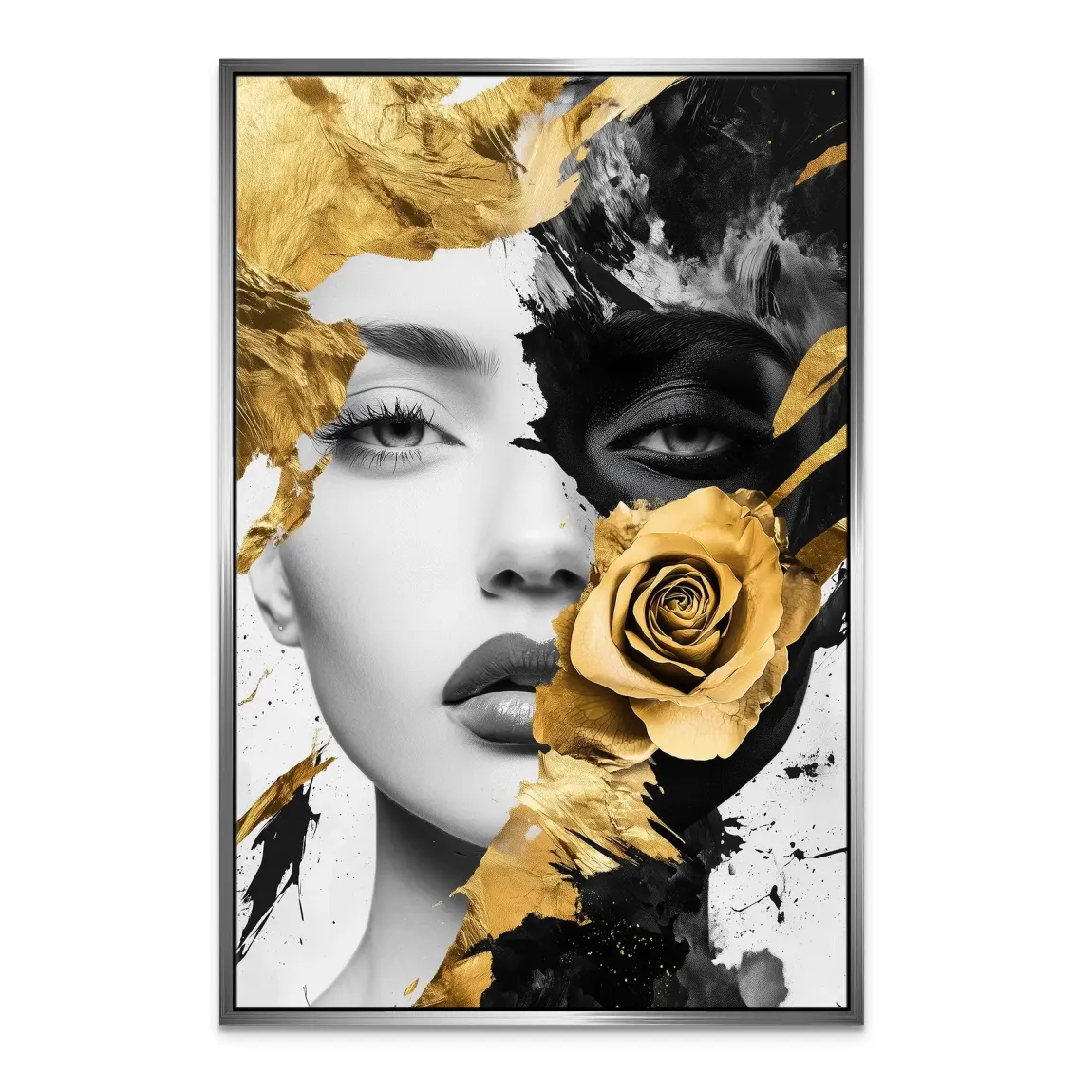 Goldene Dualität mit schwarzer Eleganz Leinwand Bild INGALERIE