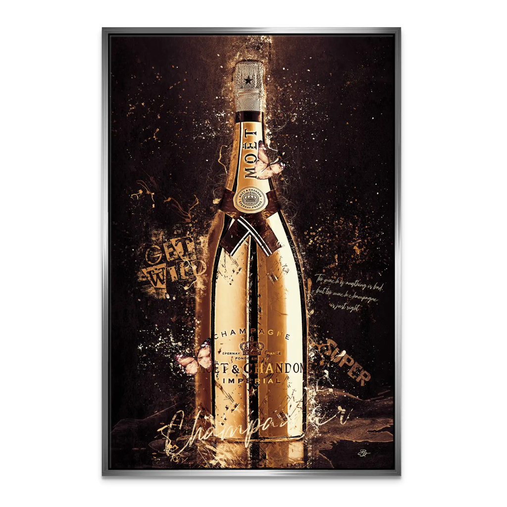 Champagner Retro Style Leinwand Bild INGALERIE