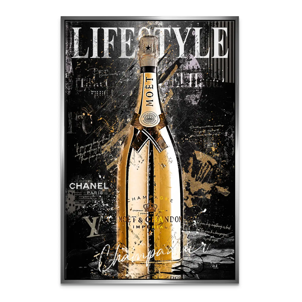Champagner Black Style Leinwand Bild INGALERIE
