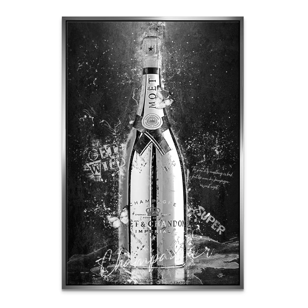 Champagner Black & White Leinwand Bild INGALERIE