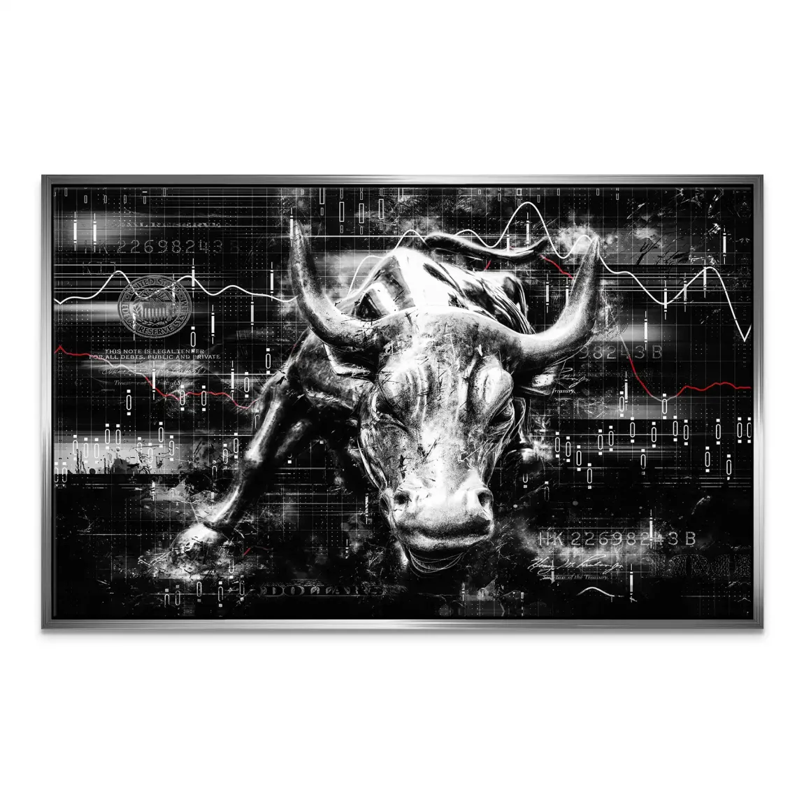 Börsenbulle Noir Leinwand Bild