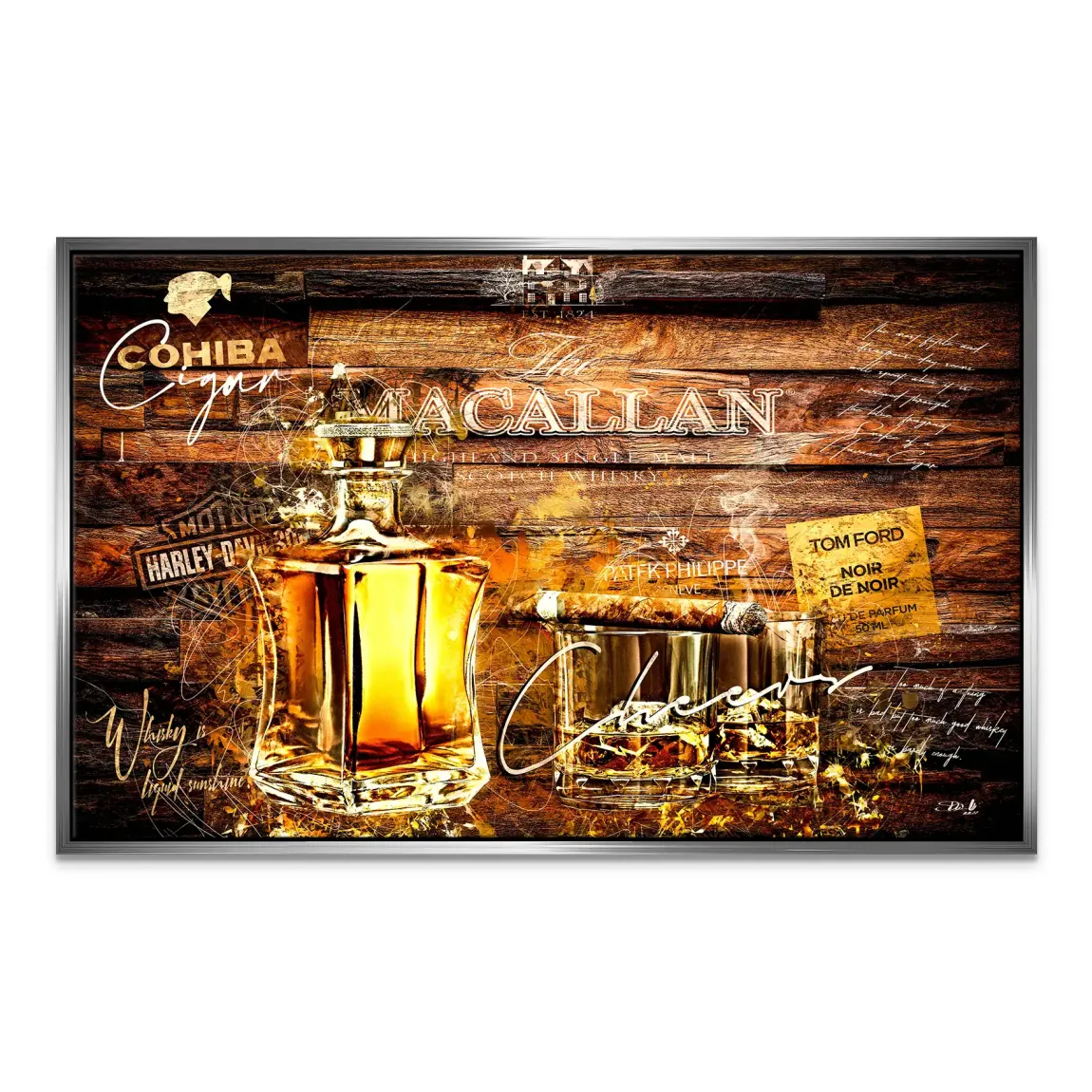 Whisky Holz und Eleganz Leinwand Bild INGALERIE