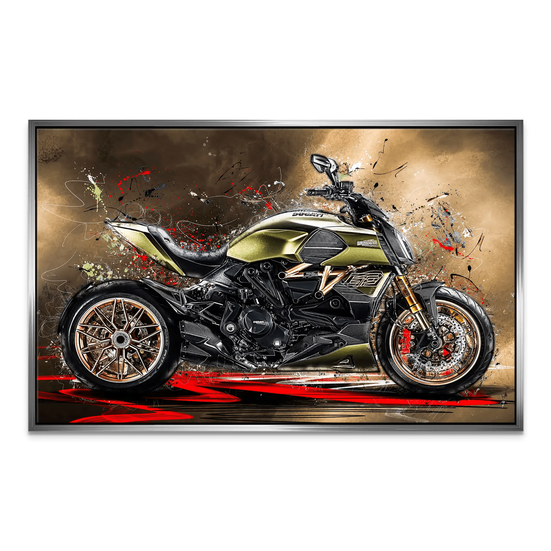 Ducati Diavel Lambo Retro Leinwand Bild INGALERIE