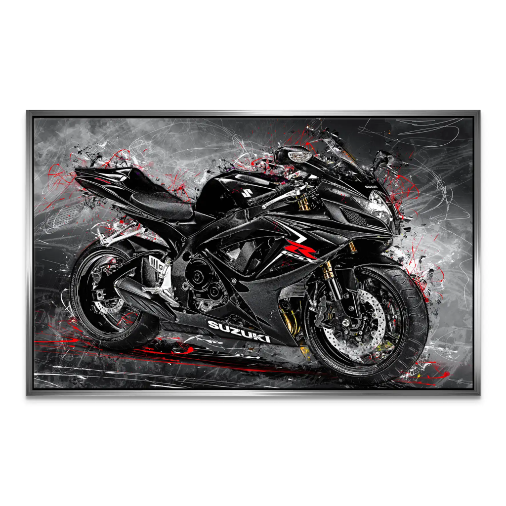 Suzuki GSXR 600 Abstrakt Black Leinwand Bild INGALERIE