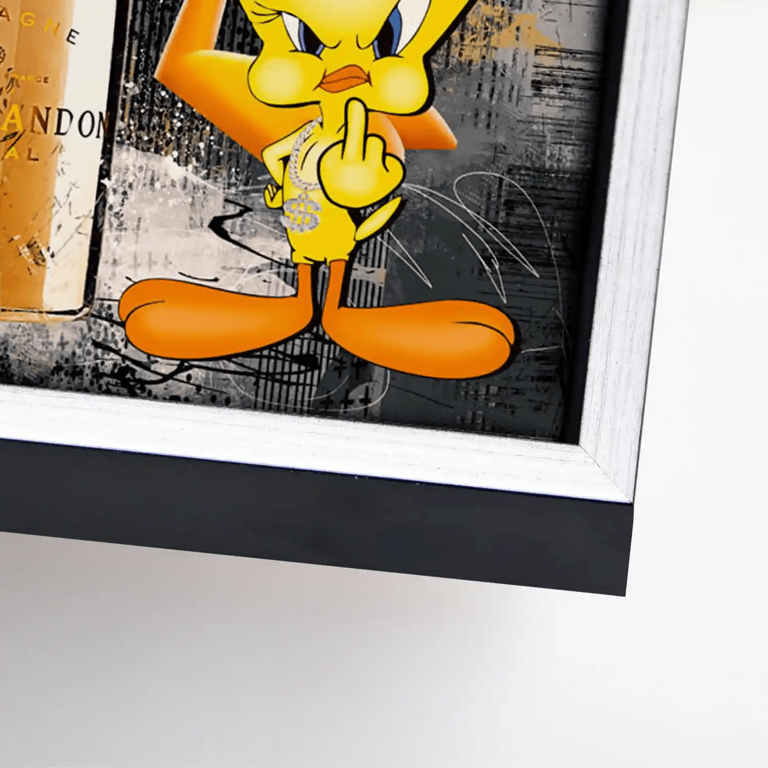 Duffy & Tweety Champagner Pop Art Leinwand Bild INGALERIE