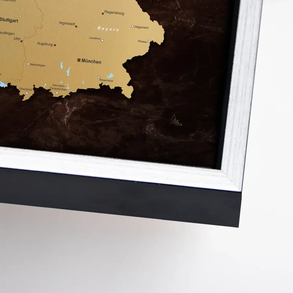 Deutschland Karte Gold Leinwand Bild