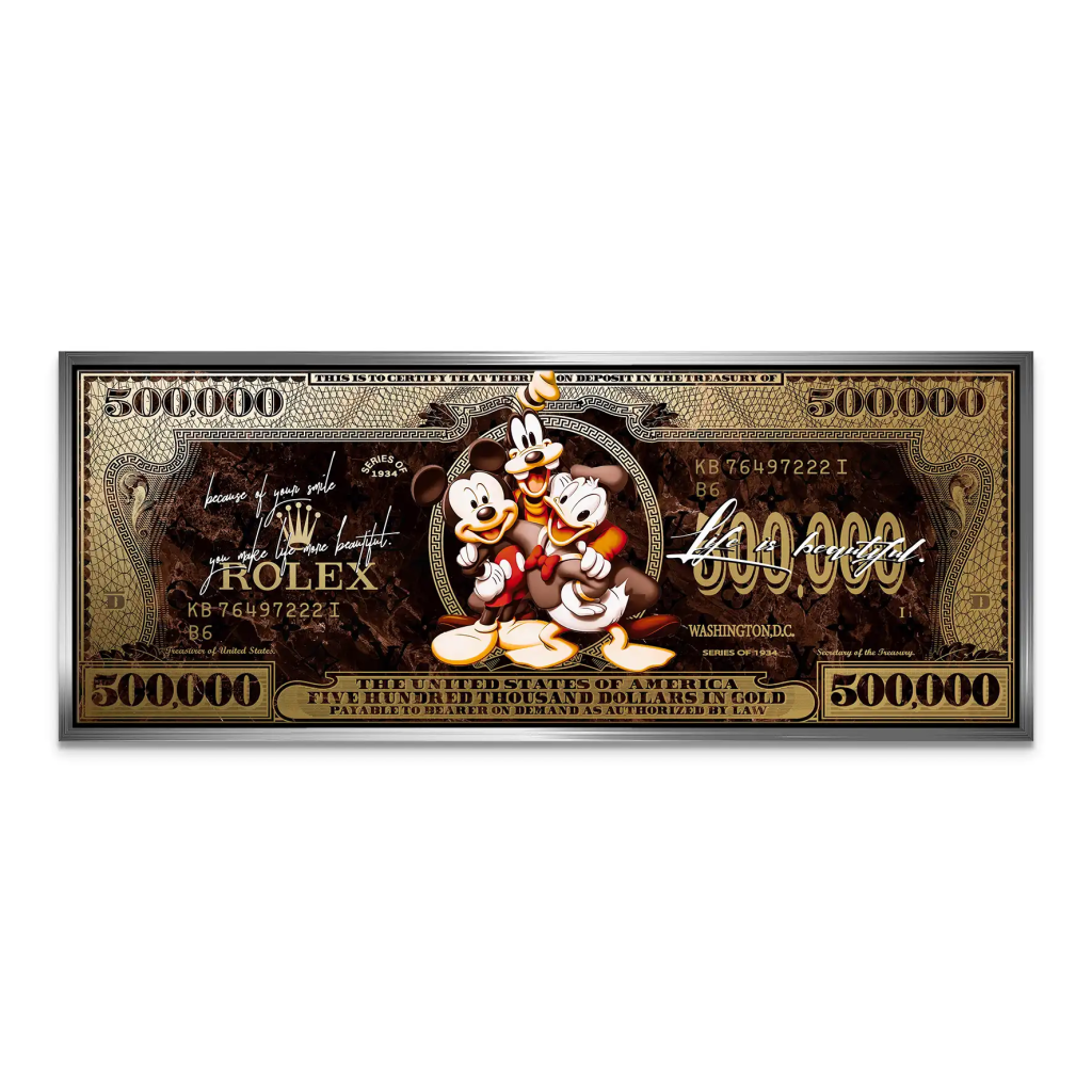 Micky Goofy Donald Retro Dollar Leinwand Bild INGALERIE