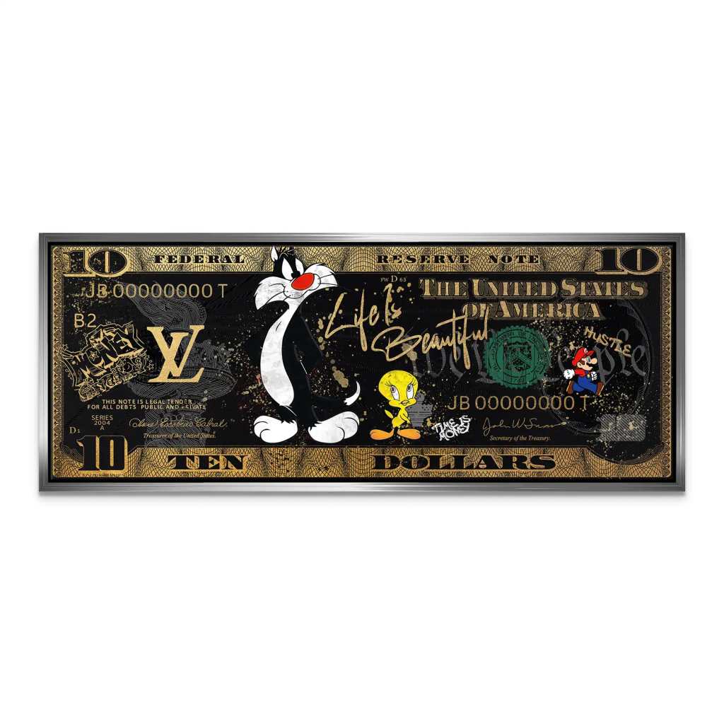 Tweety und Sylvester Black Dollar Leinwand Bild INGALERIE