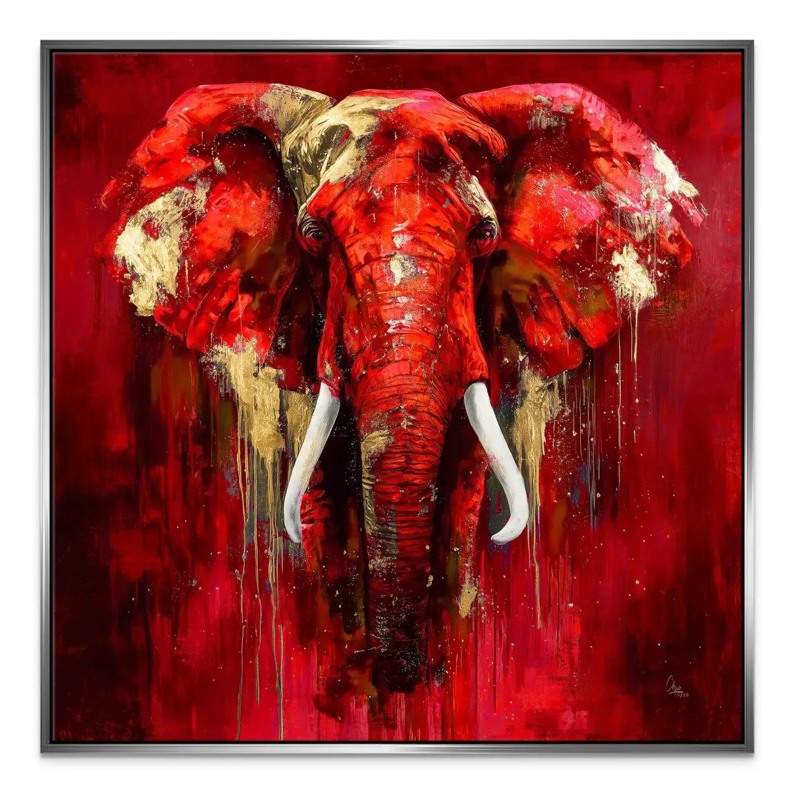 Roter Elefant Leinwand Bild