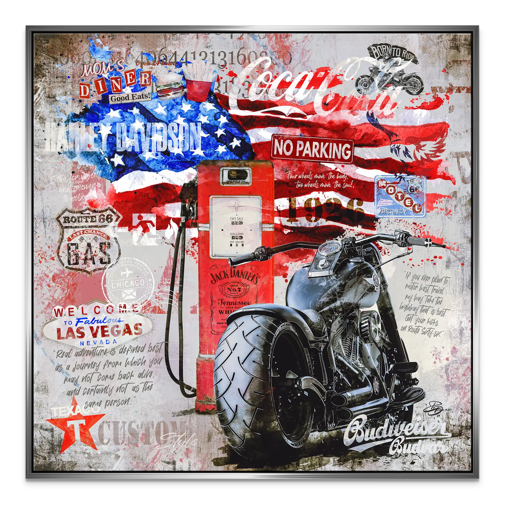 Harley USA Pop Art Nr.3 Leinwand Bild INGALERIE