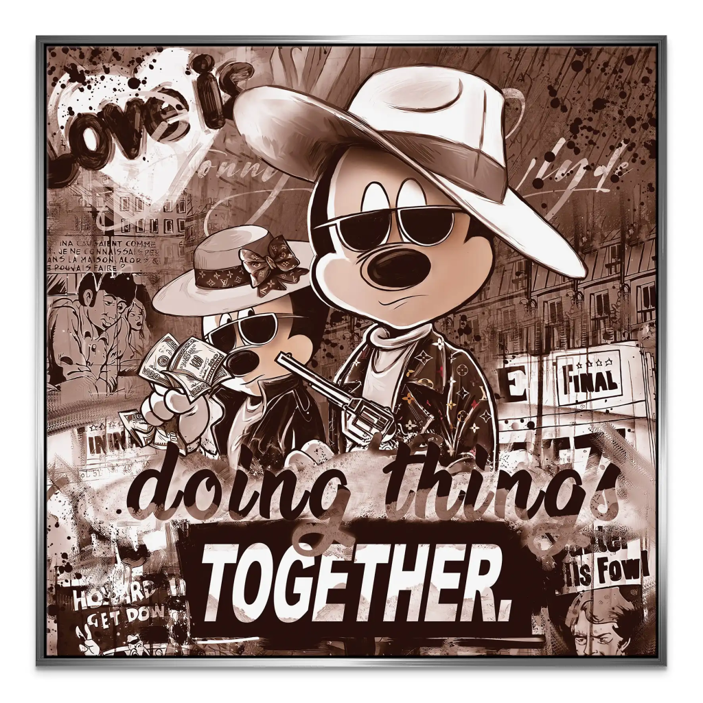 Micky & Minnie Gangster Retro Style Leinwand Bild INGALERIE