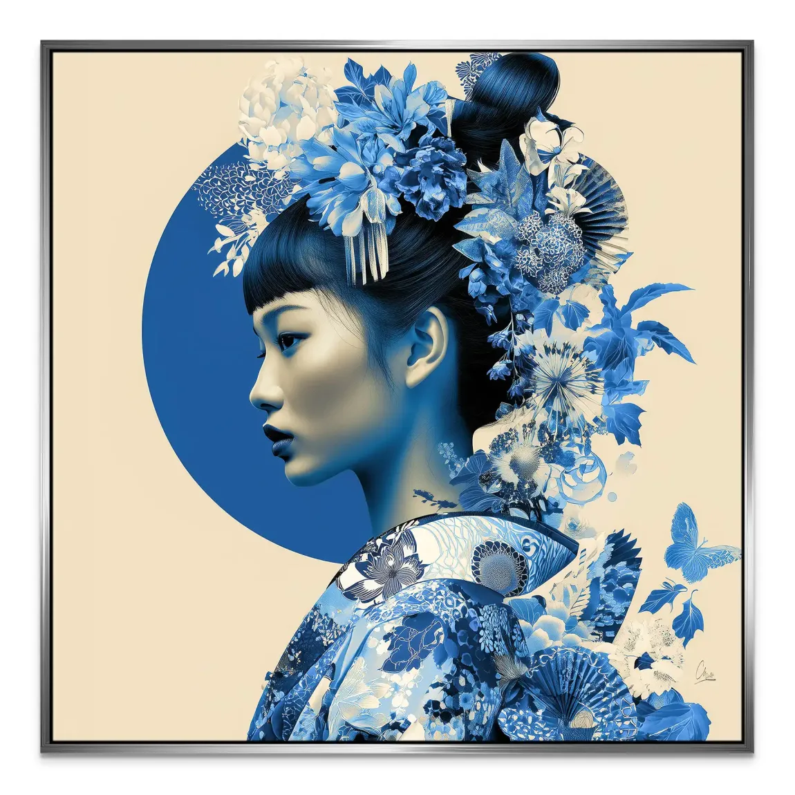 Blue Lotus Geisha Leinwand Bild