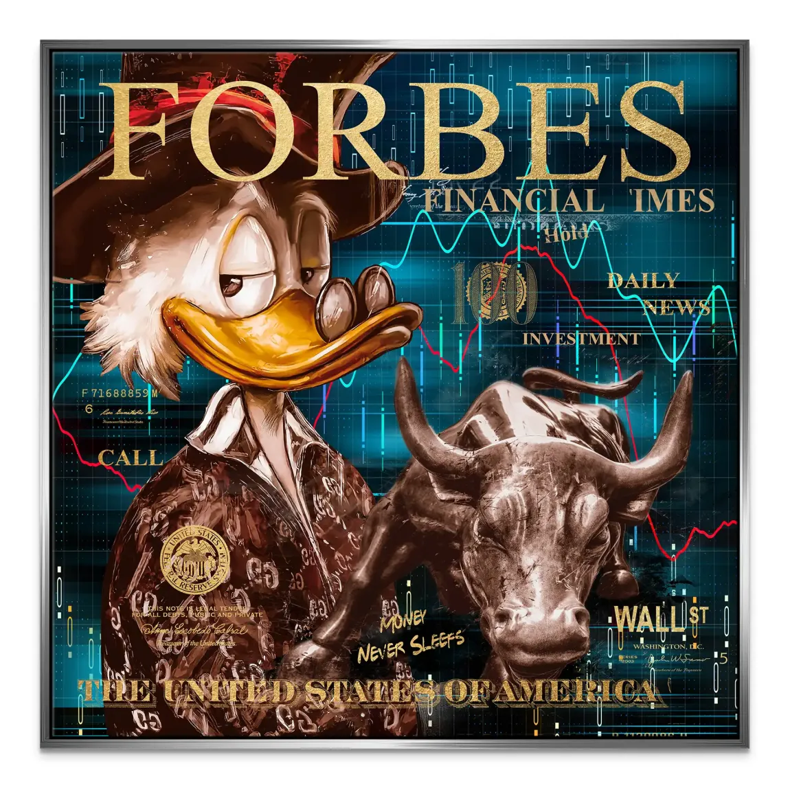 Dagobert Duck Wallstreet Leinwand Bild