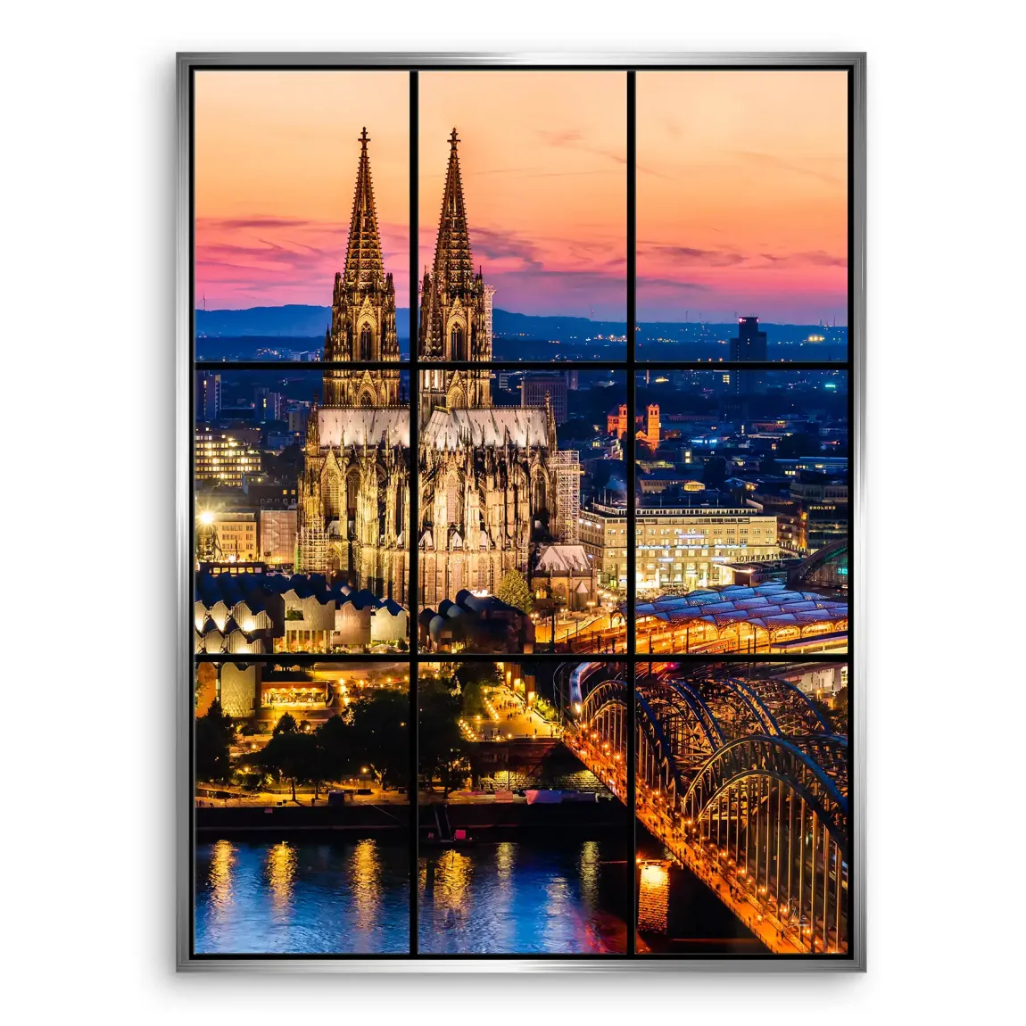 Köln City Lights Leinwand Bild