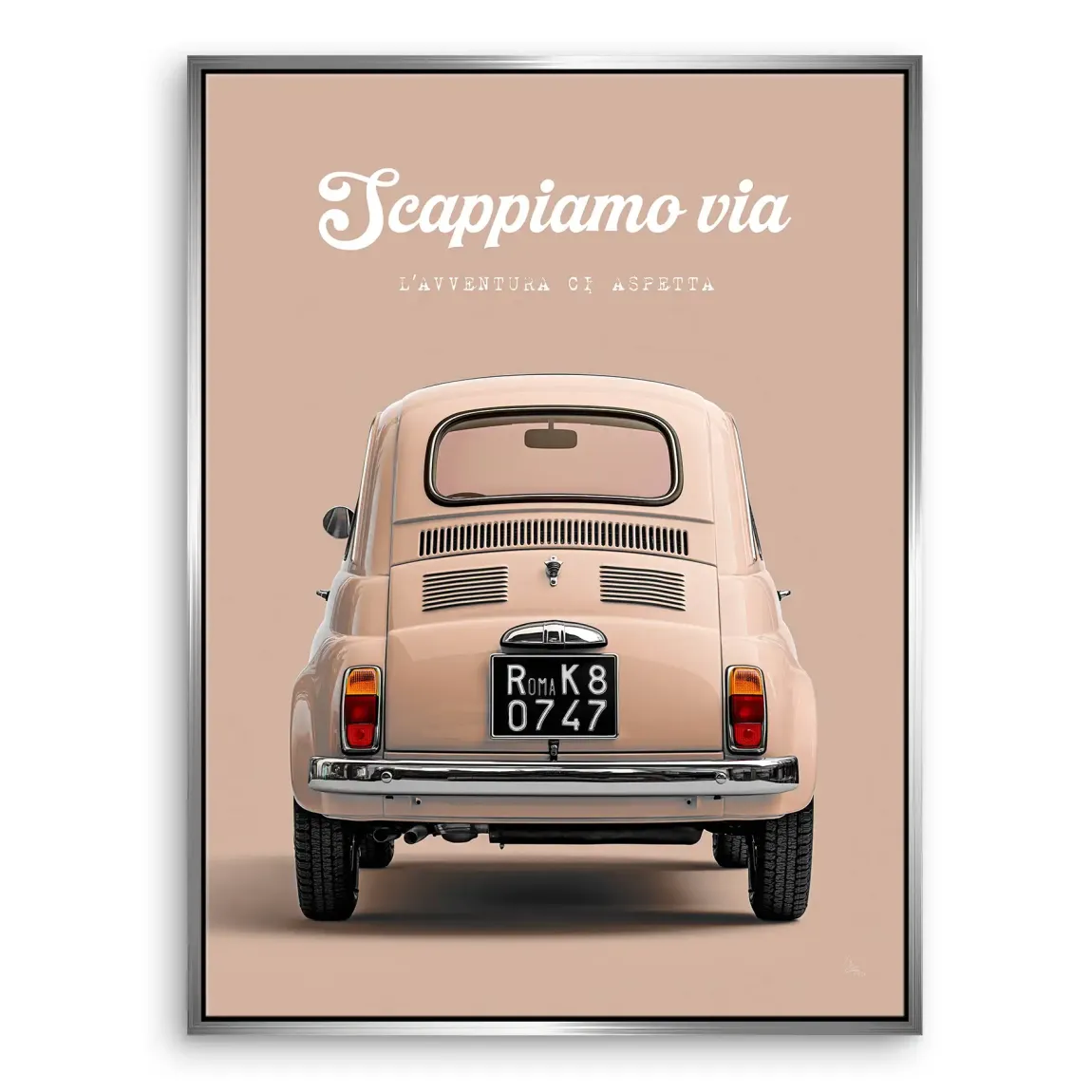 Fiat 500 Crema Leinwand Bild