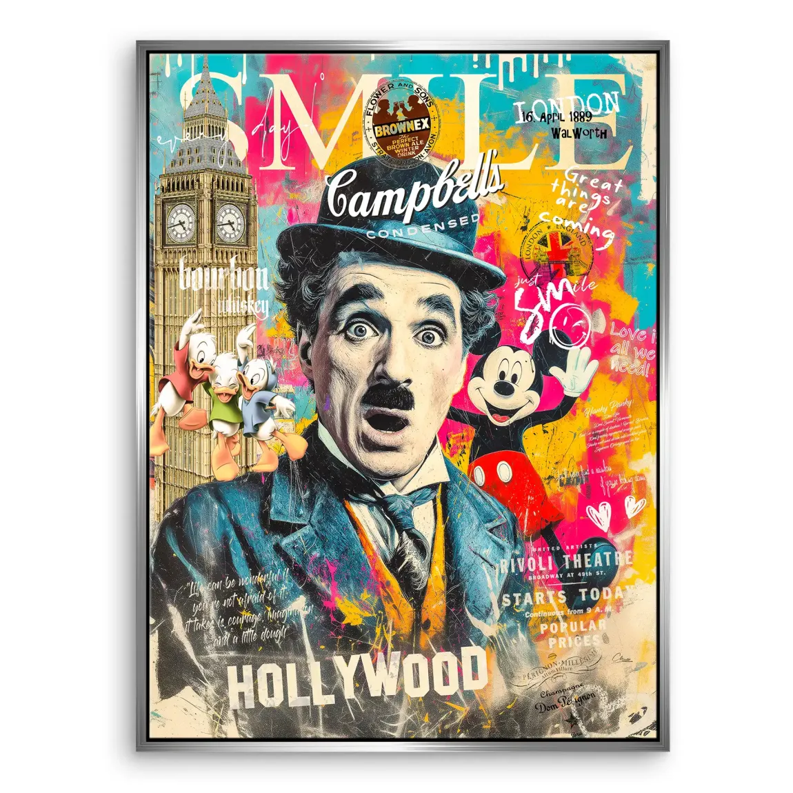 Smile Charlie & Micky Pop Art Leinwand Bild INGALERIE