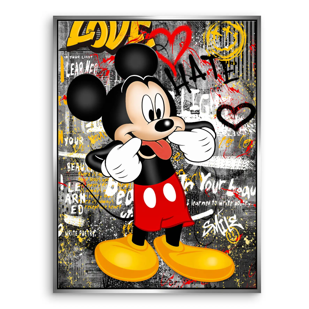 Micky Love and Hate Pop Art Leinwand Bild INGALERIE