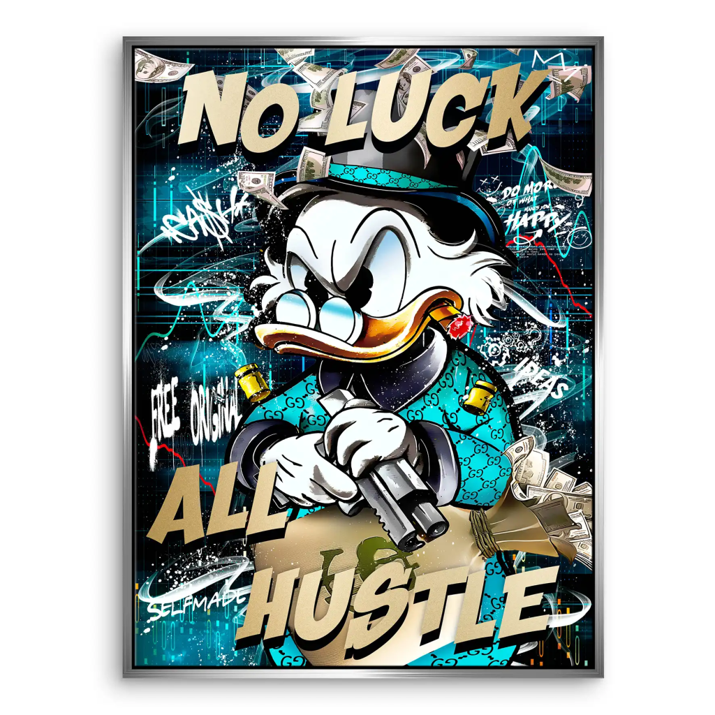 Dagobert Duck All Hustle Pop Art Leinwand Bild INGALERIE