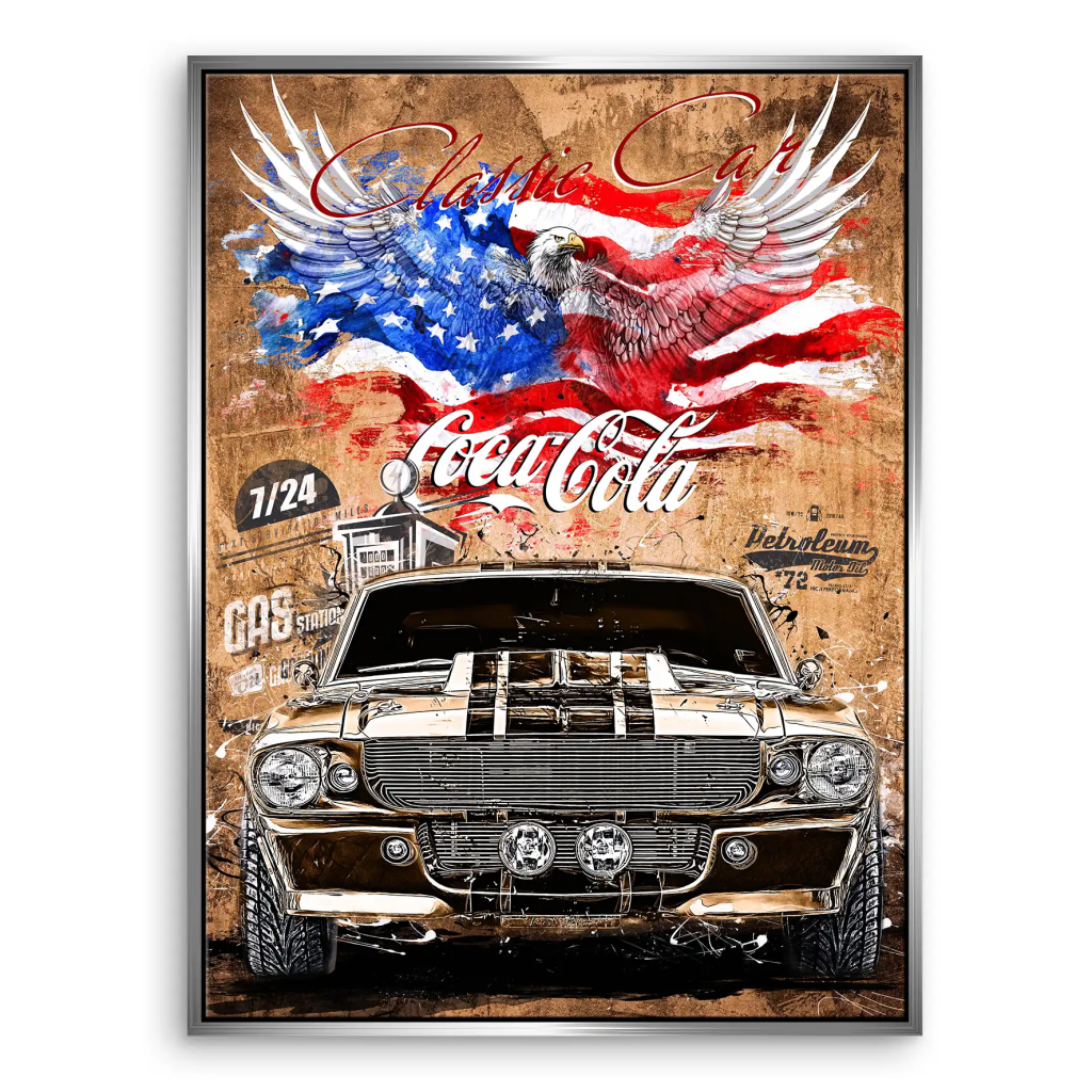 Ford Mustang Pop Art Vintage Style Leinwand Bild INGALERIE