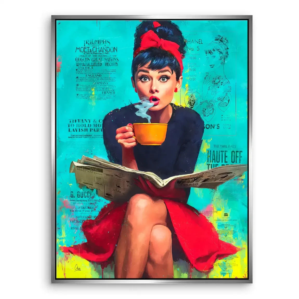 Audrey Hepburn News Pop Art Leinwand Bild INGALERIE