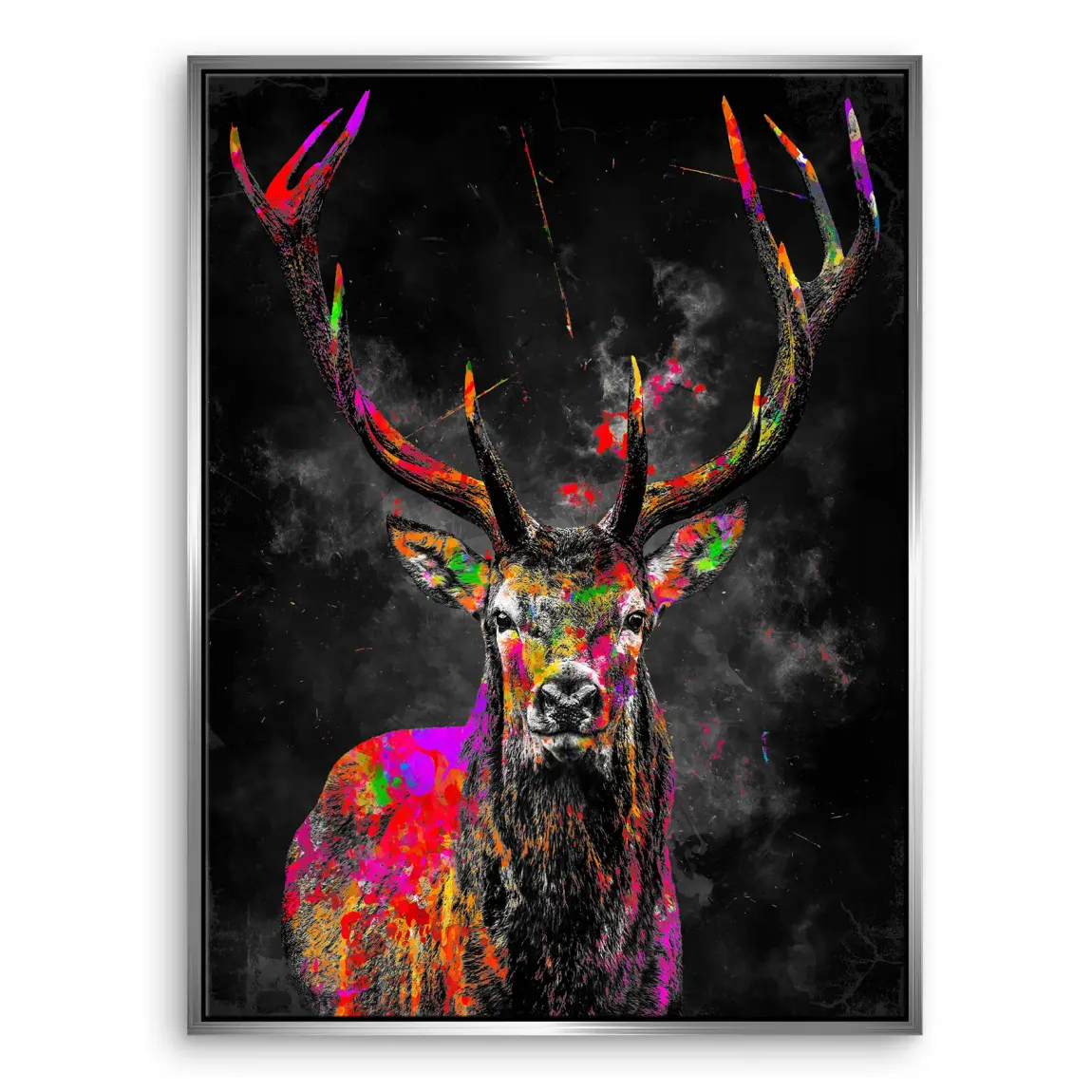 Bunter Hirsch Leinwand Bild