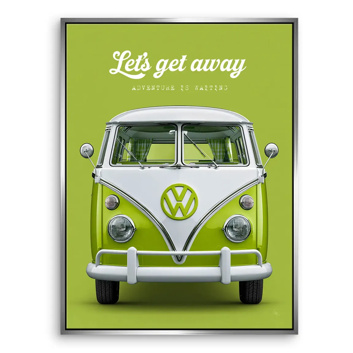 Green VW Bulli Leinwand Bild