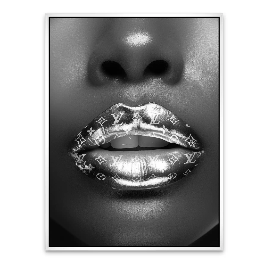 Vuitton Silver Lips AluDibond Bild INGALERIE