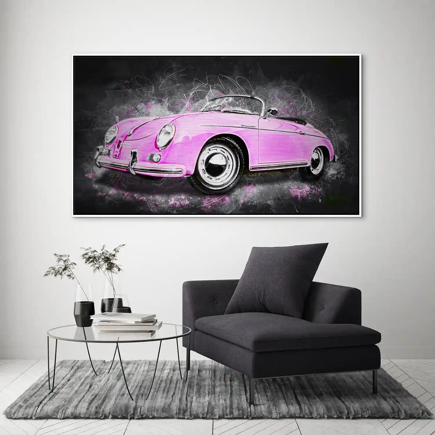 Pink Porsche Speedster Abstrakt Style Alu Gebürstet INGALERIE