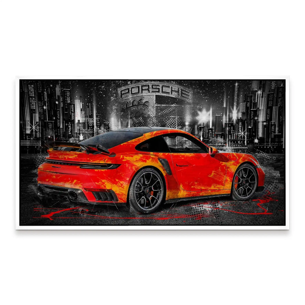 Porsche 911 Turbo Abstrakt Orange Alu Gebürstet INGALERIE