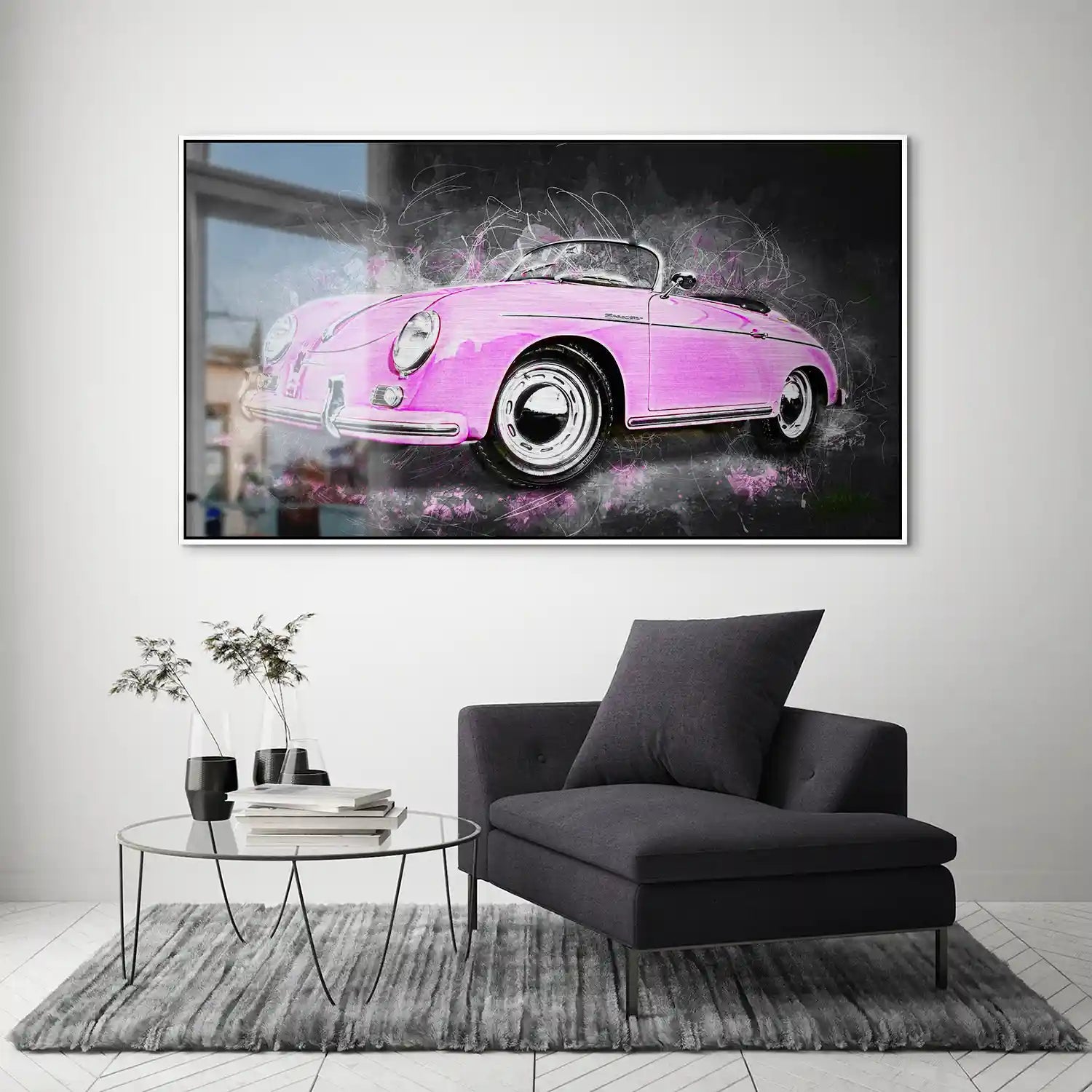 Pink Porsche Speedster Abstrakt Style Alu Gebürstet INGALERIE