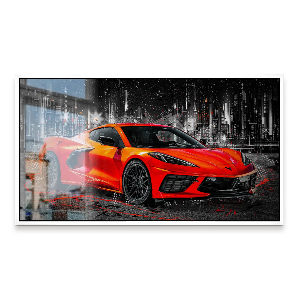 Corvette C8 Abstrakt Rot Alu Gebürstet INGALERIE