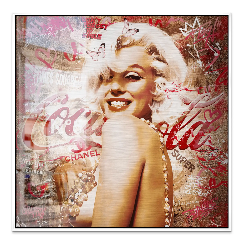 Marilyn Monroe Graffiti Retro Style Alu Gebürstet Bild INGALERIE