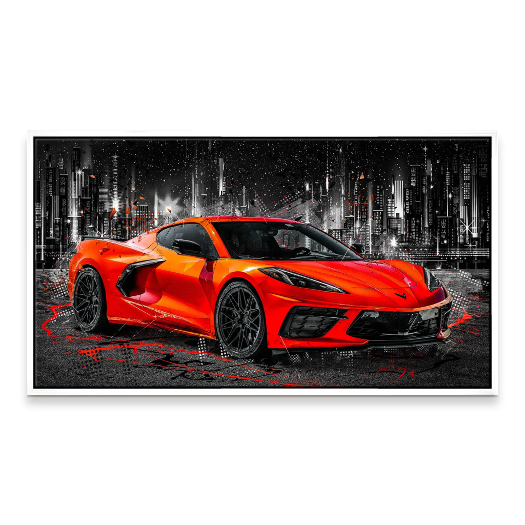 Corvette C8 Abstrakt Rot Leinwand Bild INGALERIE