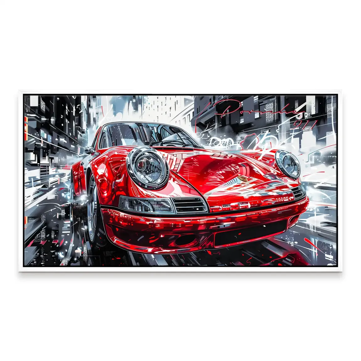 Porsche 911 Red City Leinwand Bild