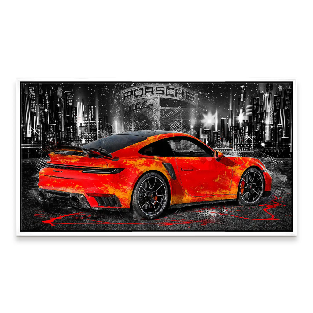 Porsche 911 Turbo Abstrakt Orange Leinwand Bild INGALERIE