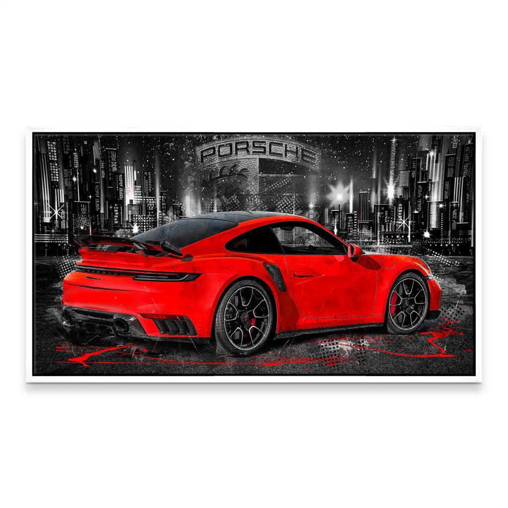 Porsche 911 Turbo Abstrakt Rot Leinwand Bild INGALERIE