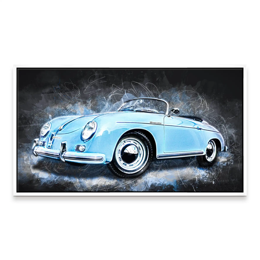 Blue Porsche Speedster Abstrakt Style Leinwand Bild INGALERIE