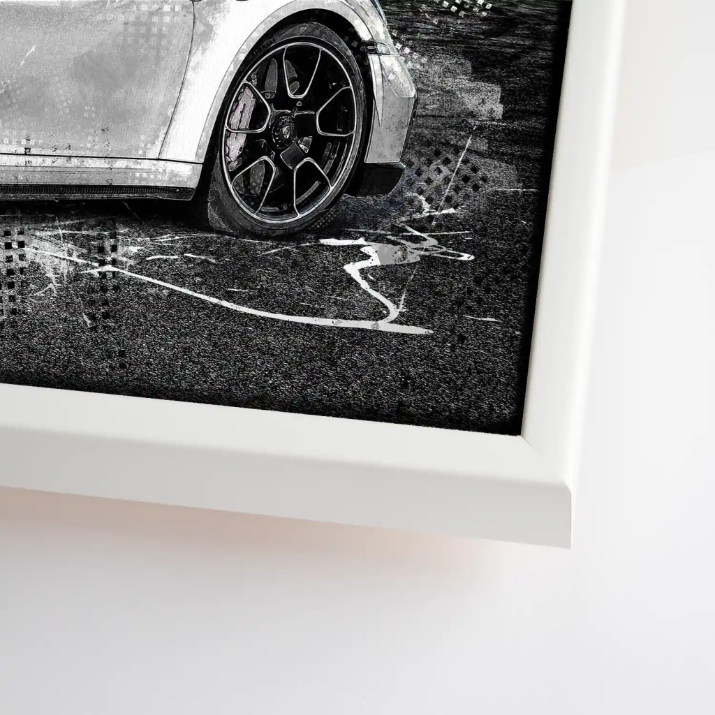 Porsche 911 Turbo Abstrakt White Leinwand Bild INGALERIE