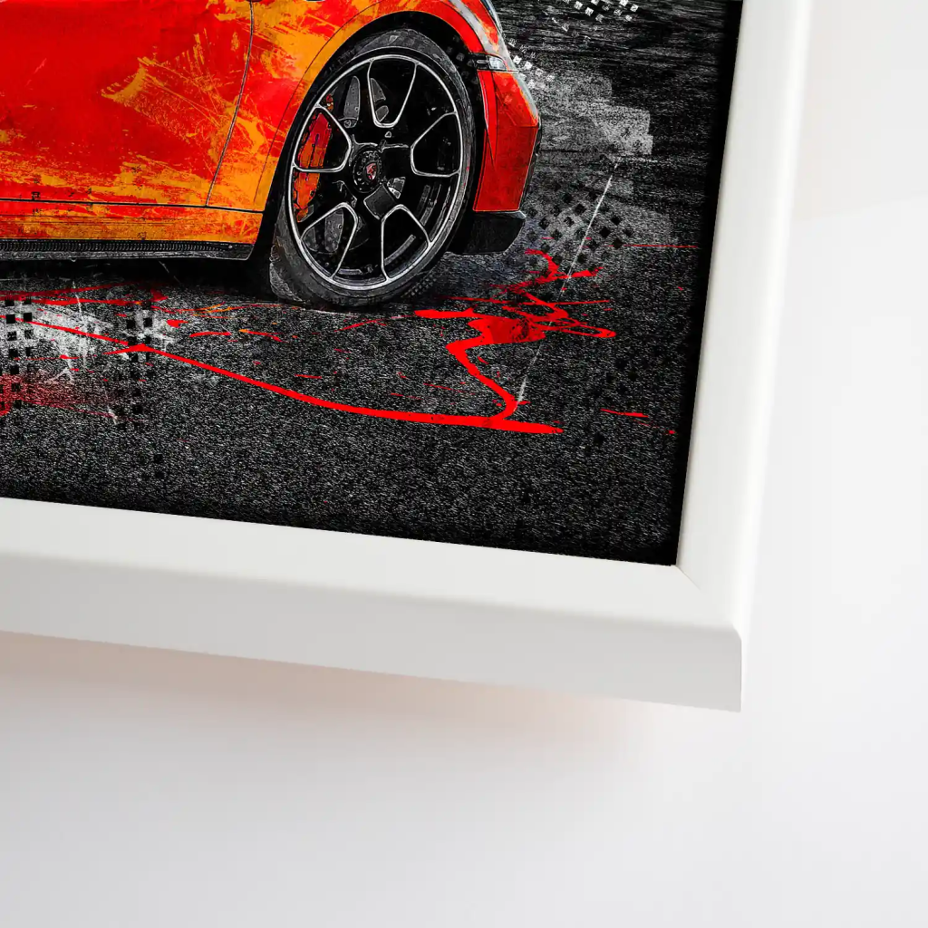 Porsche 911 Turbo Abstrakt Orange Leinwand Bild INGALERIE