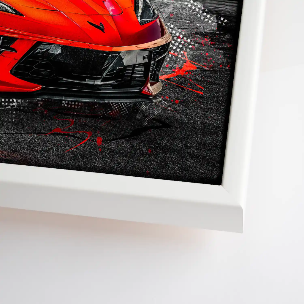 Corvette C8 Abstrakt Rot Leinwand Bild INGALERIE