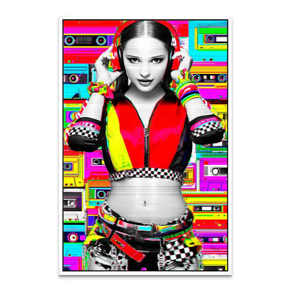 Retro DJ Girl Leinwand Bild