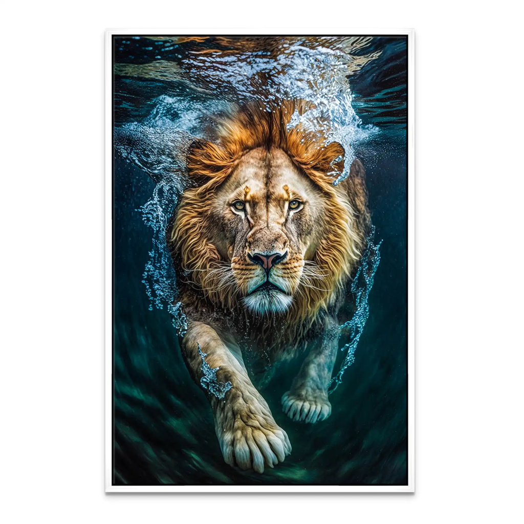 Diving Lion Leinwand Bild INGALERIE